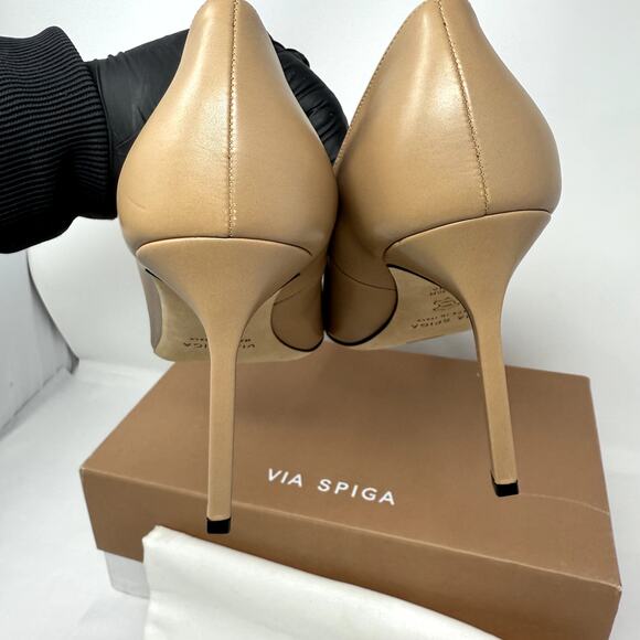 Via Spiga Nude Pointed Toe Stiletto Pumps Size 10M New With Box MSRP $295 - Picture 4 of 8